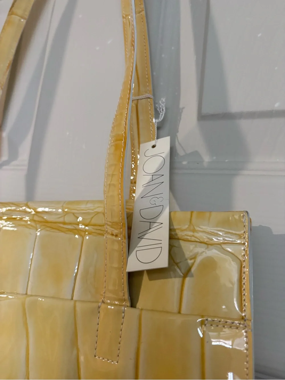 Yellow Croc-Embossed Tote Bag Joan & David